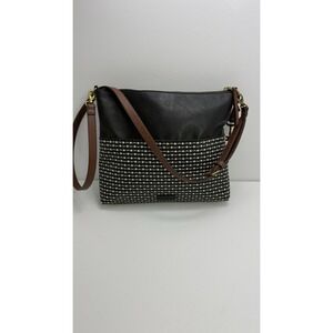 FOSSIL Fiona Striped Crossbody Black White Geometric Key Shoulder Bag Purse